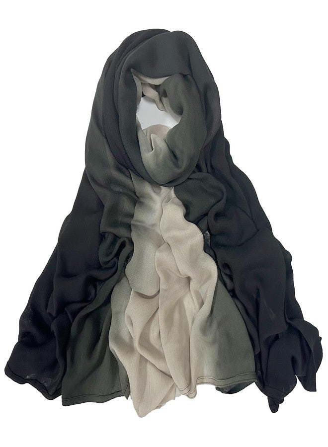 wocharm Women Scarf and Shawls, Soft Modal Jersey Scarves, Gradient Long Wrap for Spring Summer and Autumn(Black & Grey) - Image 1